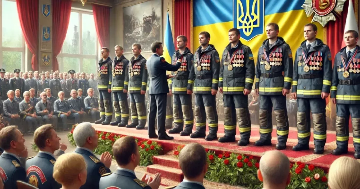 Нагородження героїв-пожежників у Києві за гасіння пожеж у Чорнобильській зоні