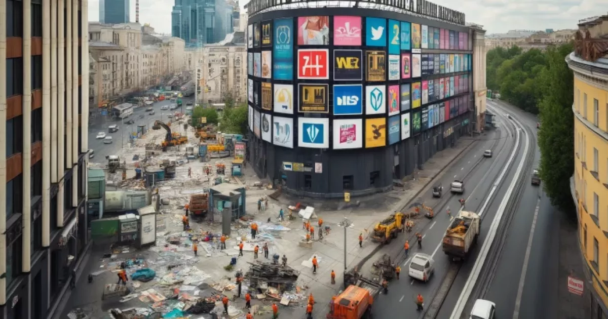 У Києві біля станції метро “Академмістечко” демонтували незаконну рекламу