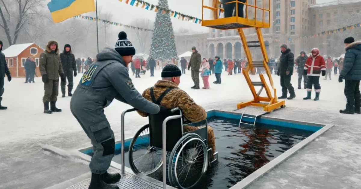 У Києві презентували підйомник для ветеранів під час святкування Водохреща