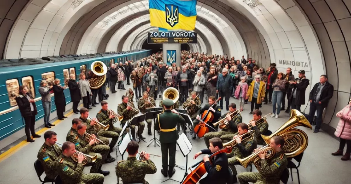 Військовий оркестр виконав українську музику у столичному метро до Дня Соборності