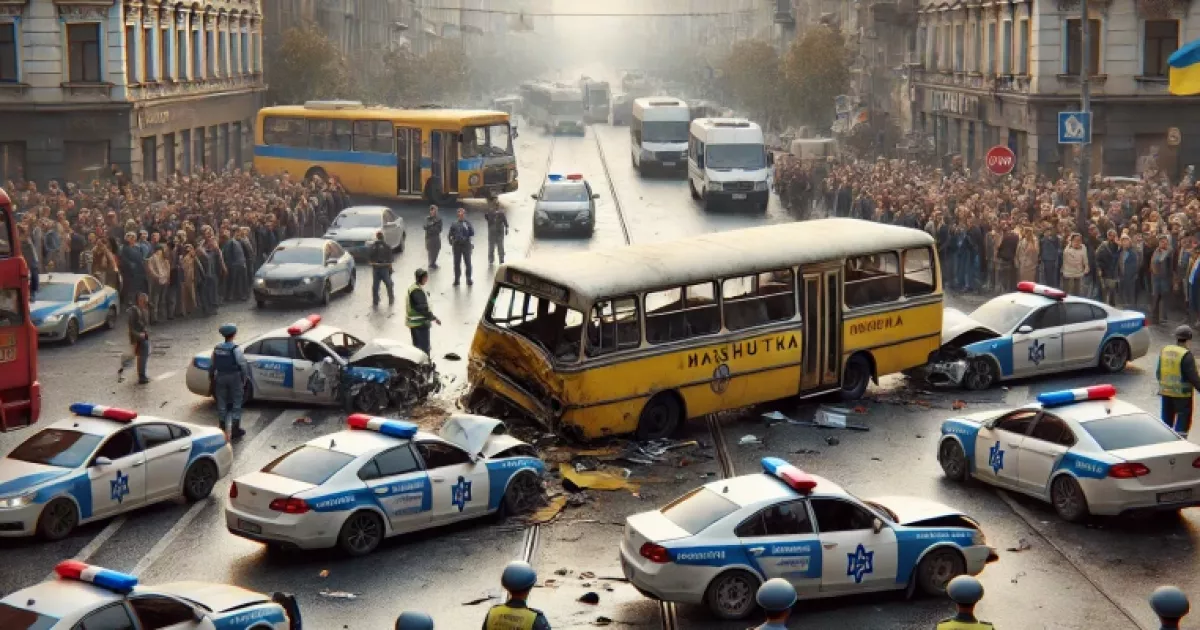 Шокуюча аварія в Києві: маршрутка протаранила два поліцейські авто на Берестейському