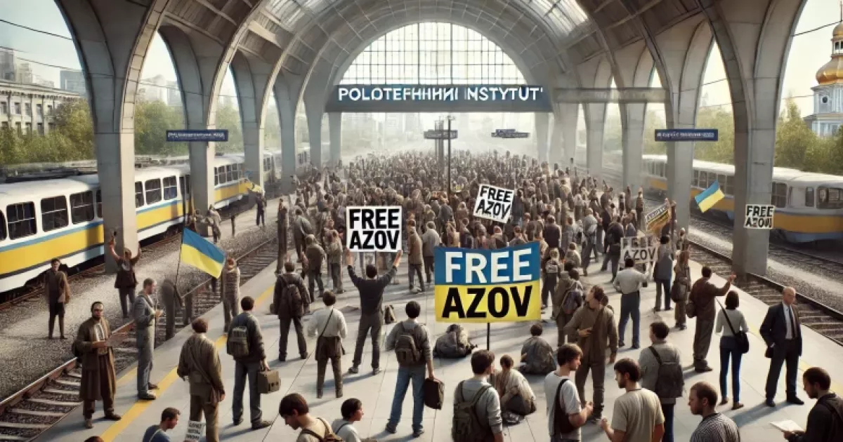 Біля станції метро «Політехнічний інститут» триває акція-нагадування Free Azov