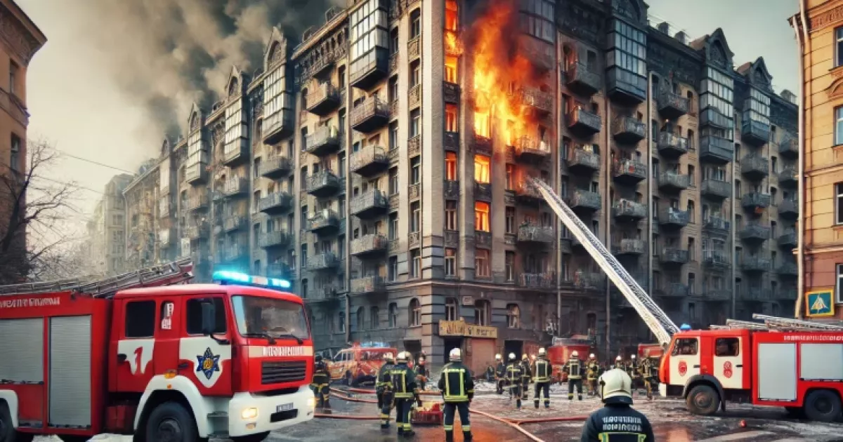 Вибуховий інцидент у Києві: фасад багатоповерхівки загорівся через витік газу