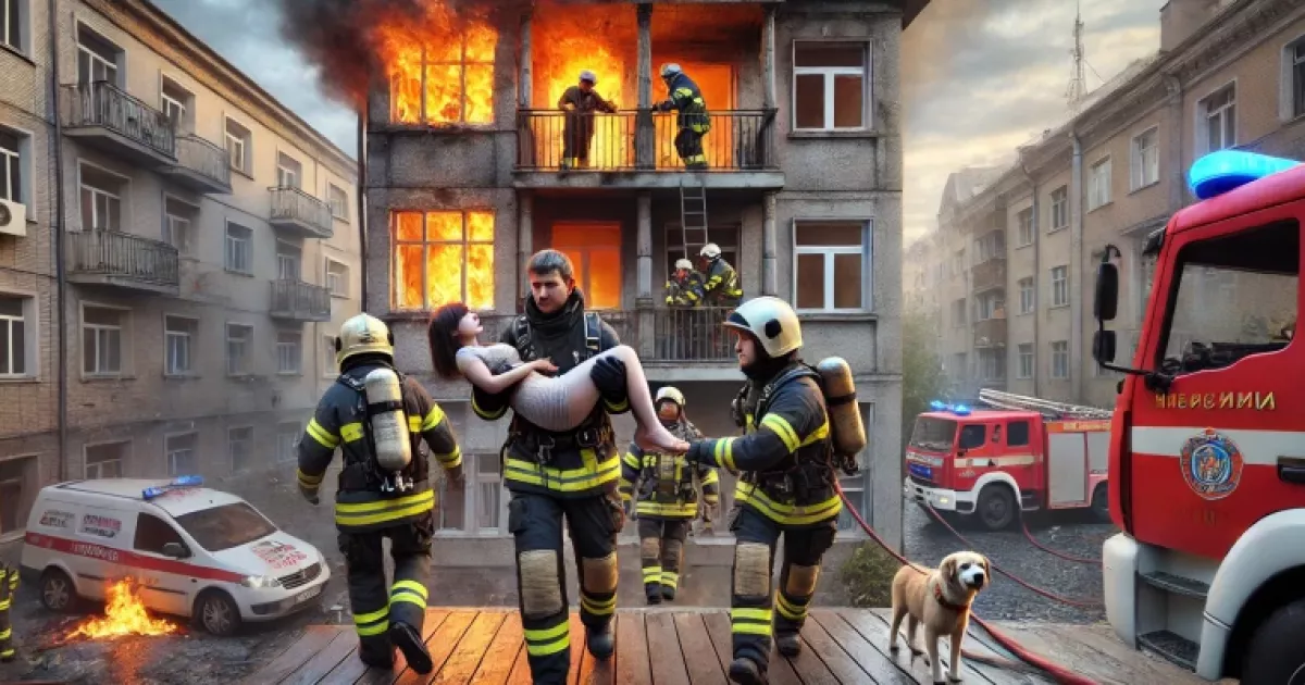 У Києві рятувальники врятували подружжя та їхнього песика під час пожежі