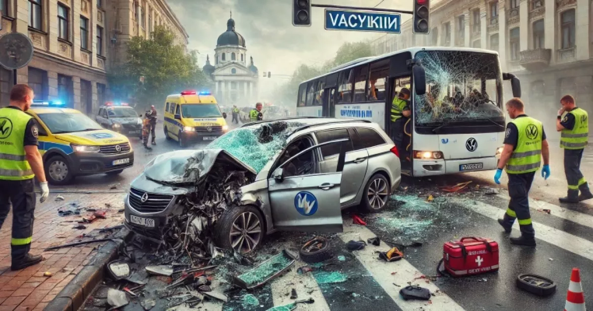ДТП у Василькові: легковик влетів у зупинку та маршрутку, є постраждалі