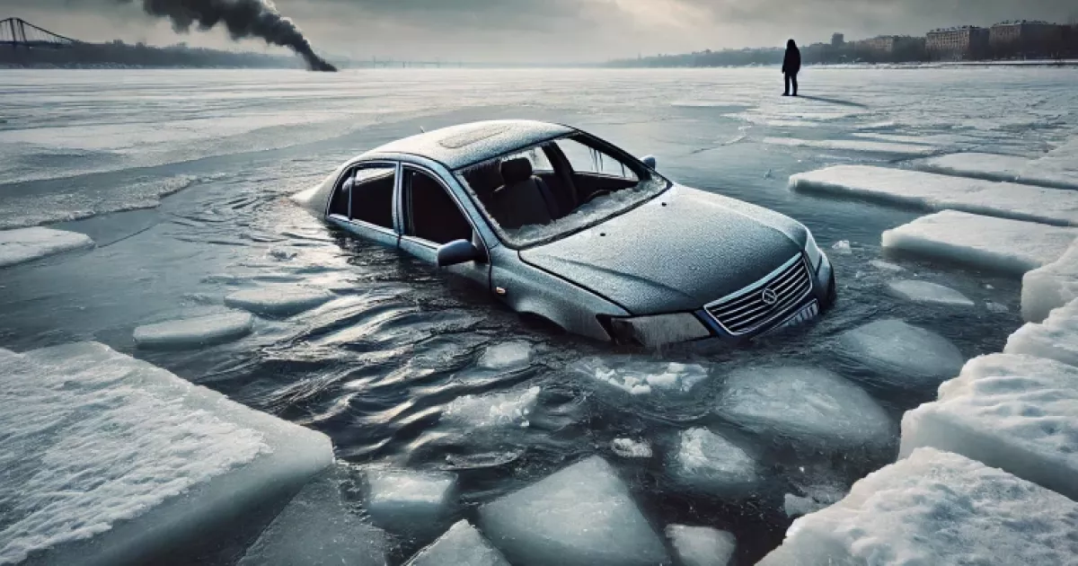 Київський водій ледь не потонув на замерзлому Дніпрі: що сталося?