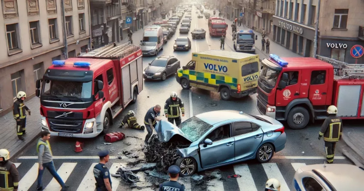 ДТП в Києві: зіткнення Toyota та вантажівки Volvo в Оболоні