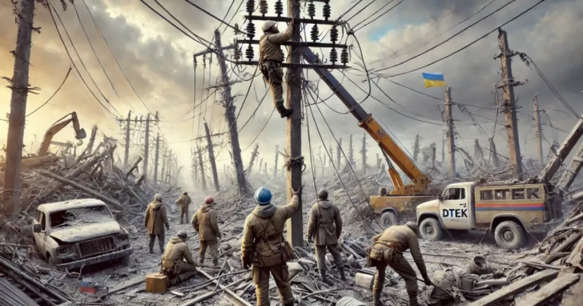 ДТЕК відновлює енергетичні мережі Київщини після атак росіян: понад 60% мереж відновлено