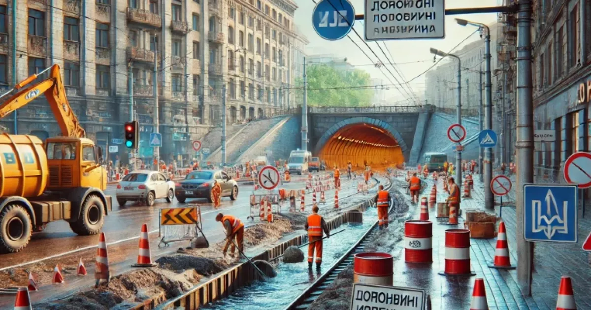 15 березня обмеження руху на вулицях Довженка, Теліги та в тунелі, як спланувати поїздку