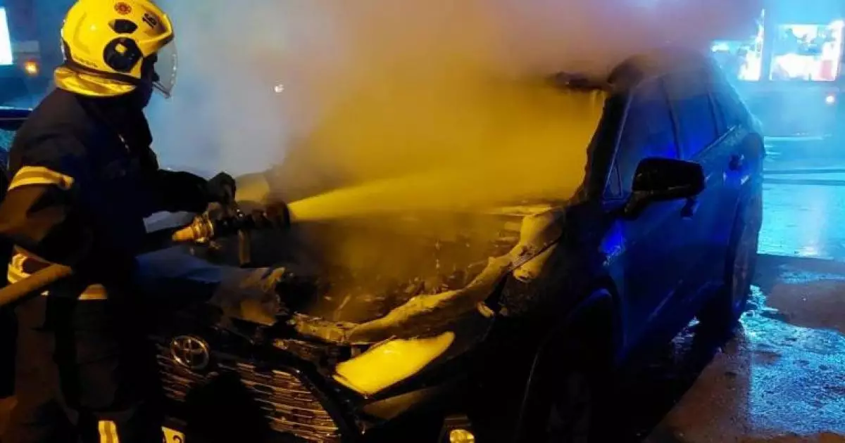 Нічна пожежа в Києві: авто спалахнуло біля багатоповерхівки