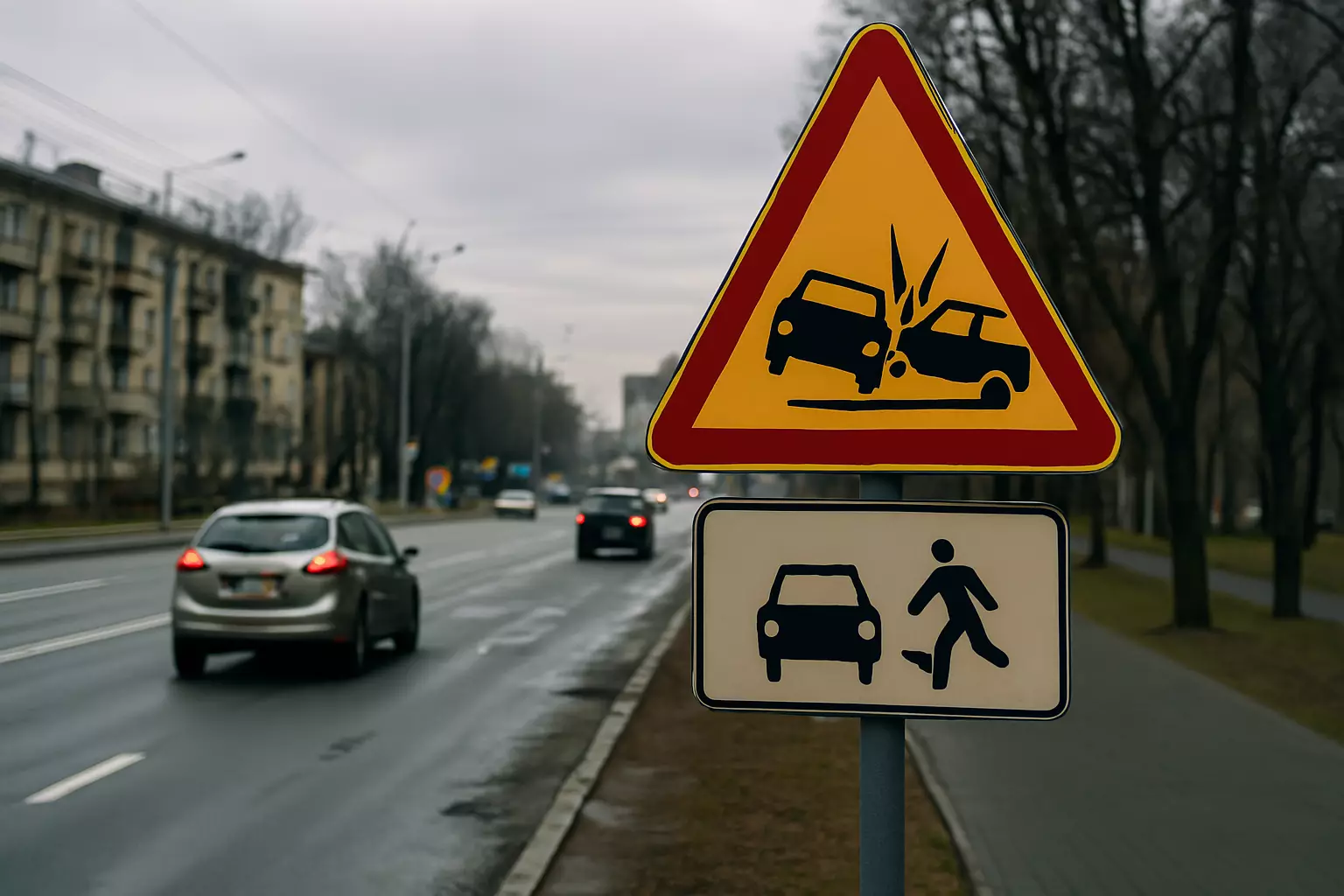 У Києві встановлюють нові знаки на аварійно небезпечних ділянках
