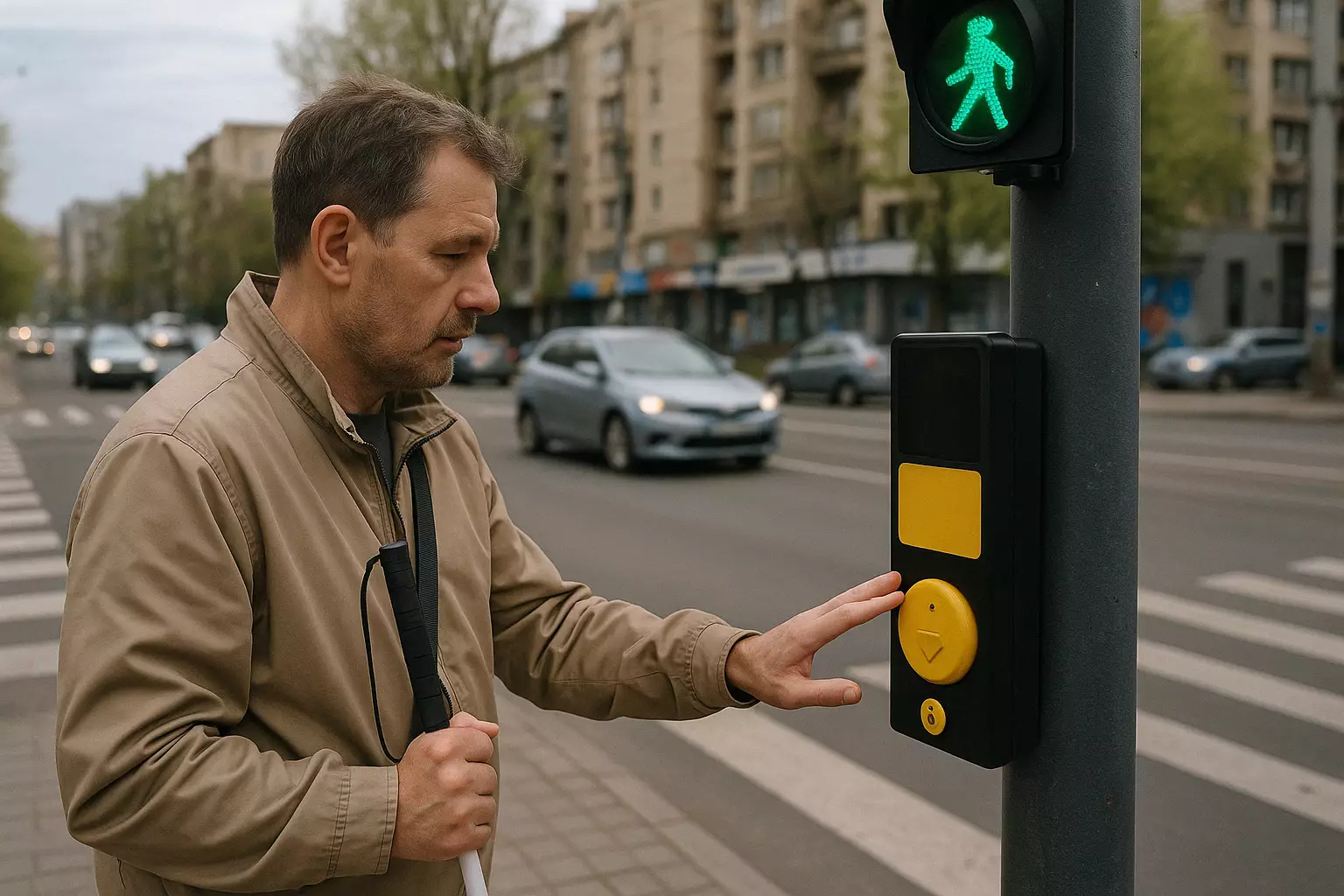 У Києві встановлюють світлофори з сенсорними кнопками для людей із вадами зору