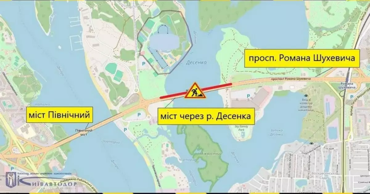 Обмеження руху на мосту через Десенку в Києві до кінця 2025 року