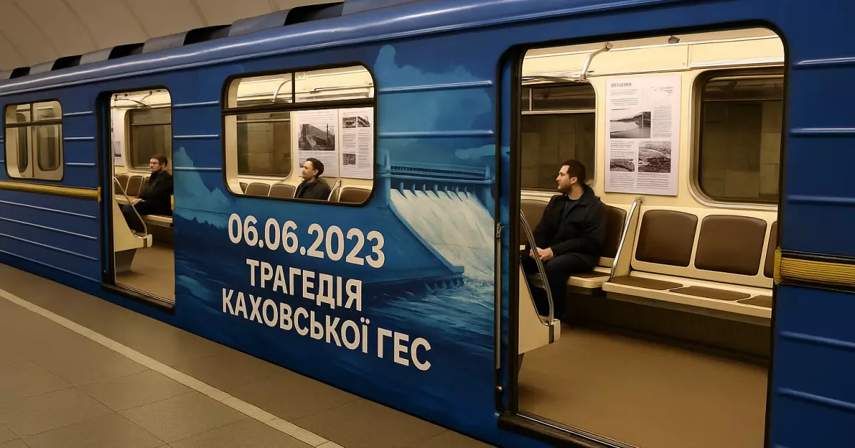 Київським метро запустили поїзд, присвячений трагедії Каховської ГЕС