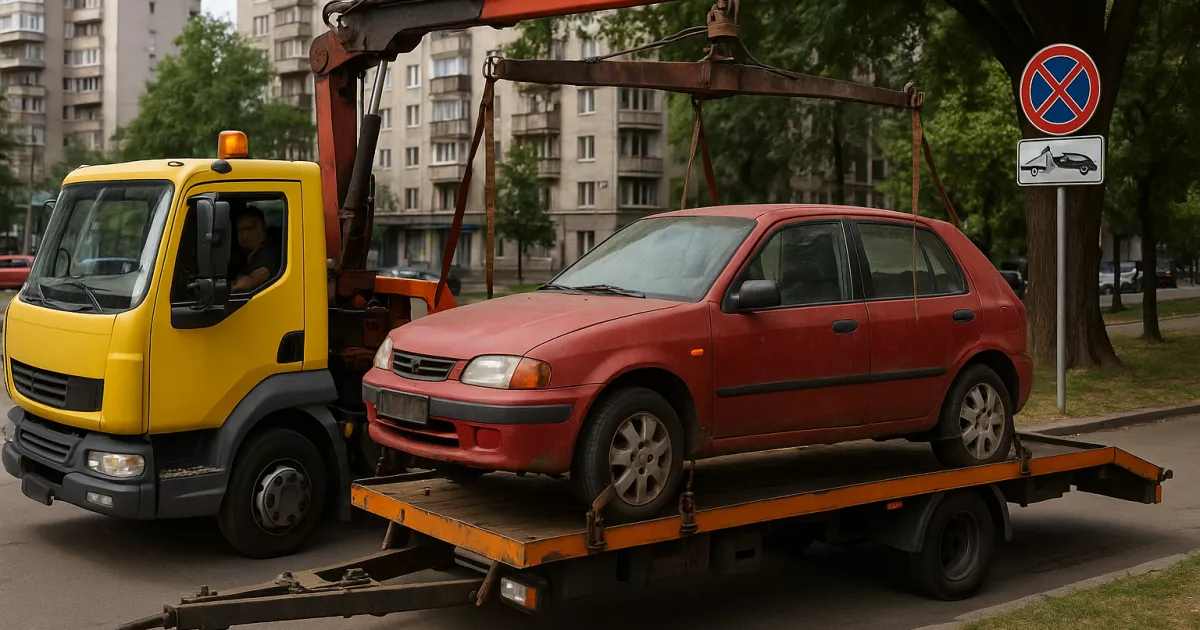 У Подільському районі Києва прибрали 33 покинуті автомобілі в рамках міської програми безпеки