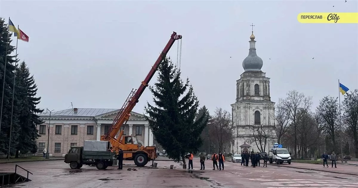 У Переяславі знову сяє головна ялинка: встановили вперше за роки великої війни