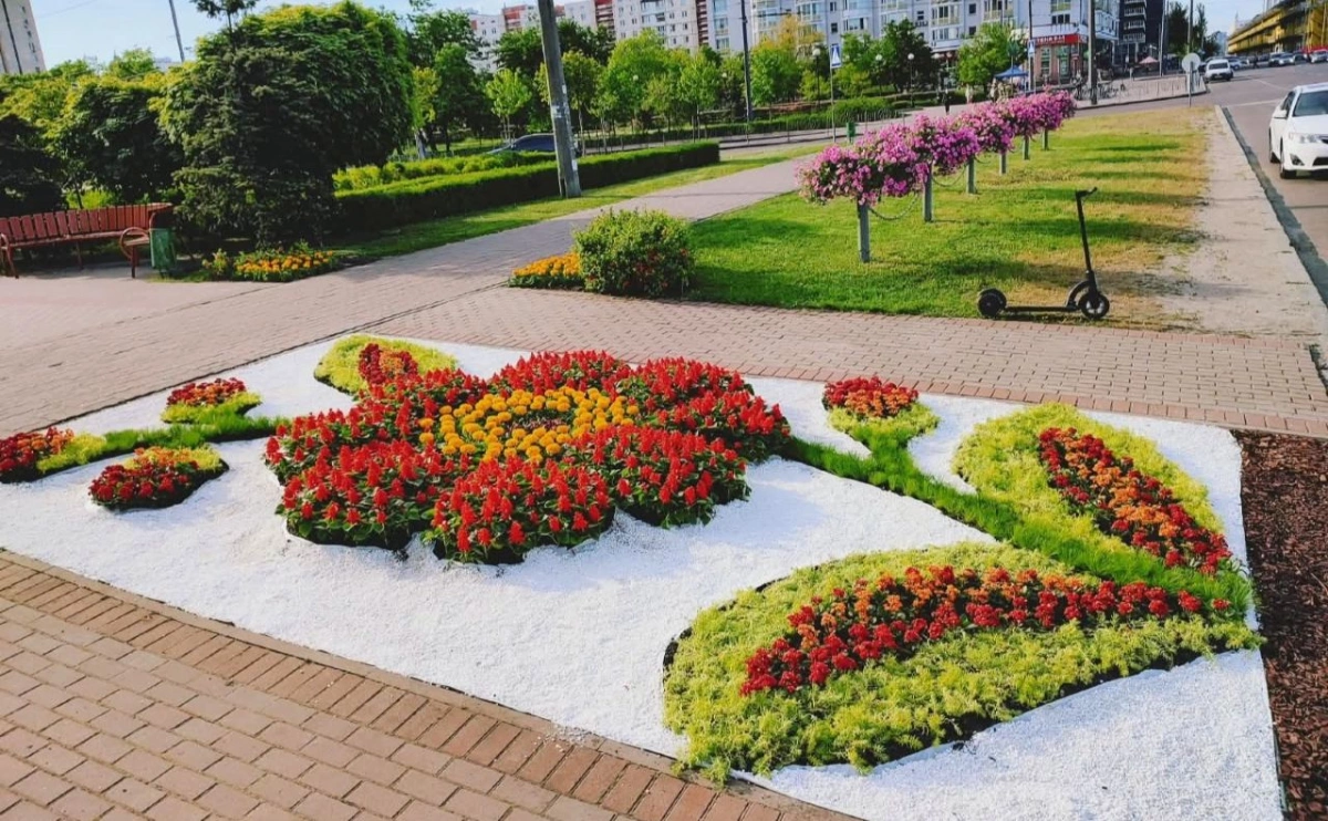 В Оболонському районі Києва створили тематичний квітник до Дня пам’яті та перемоги над нацизмом
