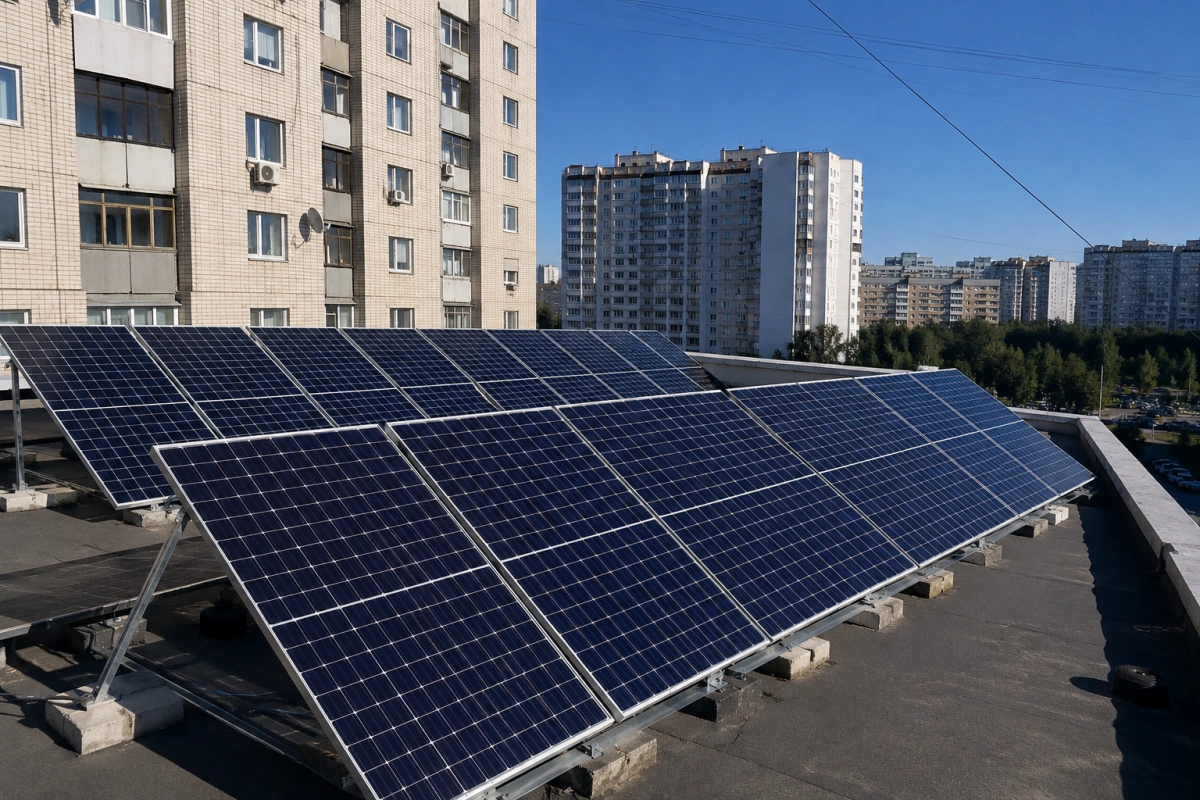Досвід Оболоні: як завдяки РМБО багатоповерхівка на Оболонському проспекті отримала сонячну станцію та автономне світло