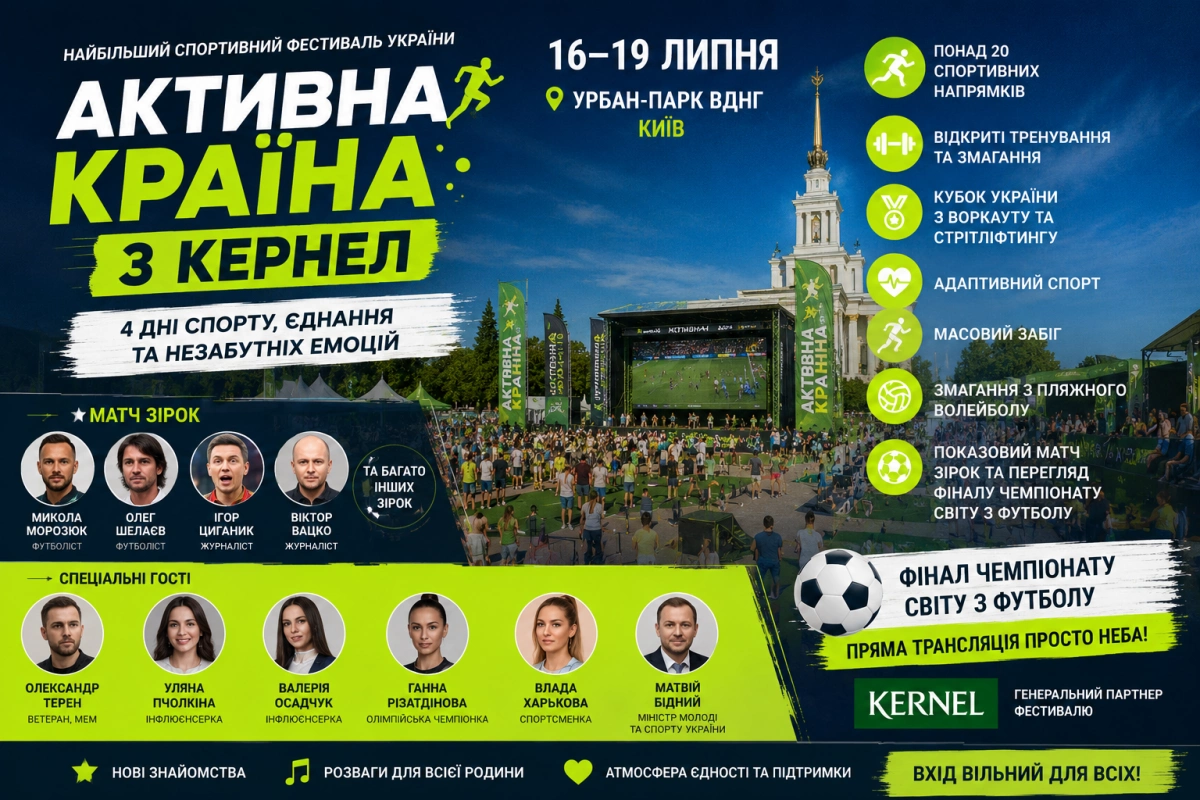 На ВДНГ у Києві пройде мультиспортивний фестиваль: матч зірок, фінал ЧС та безкоштовні активності