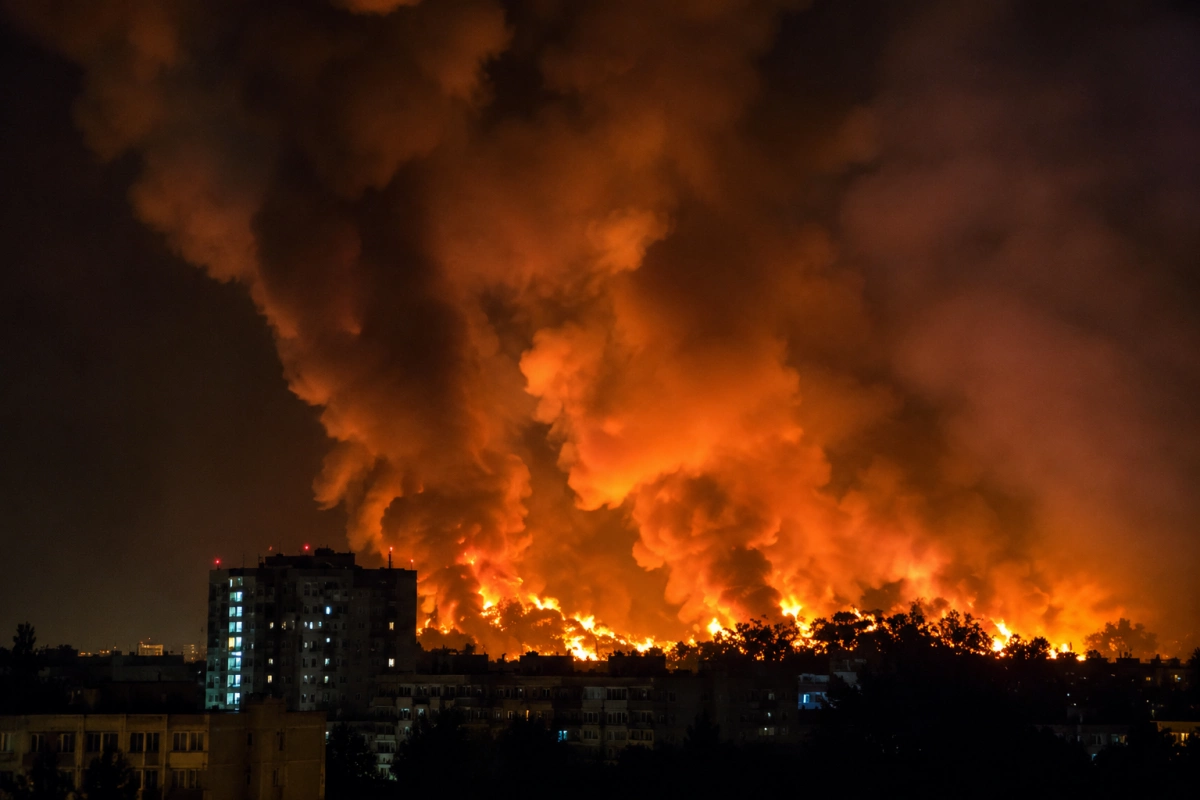 У Києві після атаки горять житлові будинки та автомобілі