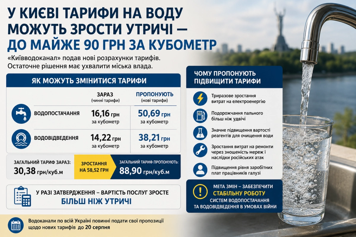 У Києві можуть утричі підвищити тарифи на воду: скільки доведеться платити