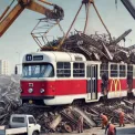 Культовий дитячий трамвай біля McDonald’s на Солом’янці відправили на металобрухт