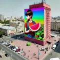 Новий мурал на Оболоні: тепла історія хлопчика з кавуном від Корбана