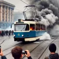 На Контрактній площі спалахнув трамвай: деталі інциденту