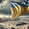 У Києві тимчасово зняли найбільший прапор України через сильний вітер