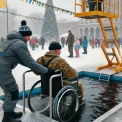 У Києві презентували підйомник для ветеранів під час святкування Водохреща
