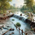 У Києві озеро вийшло з берегів, розмиваючи доріжки