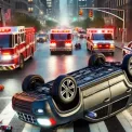 У Києві перекинувся Chrysler: що сталося на Лісогорському провулку?
