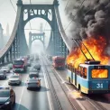 Пожежа на мосту Патона в Києві: Загорівся тролейбус під час руху