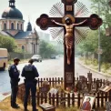 Поліція Києва шукає злочинця, який пошкодив релігійну споруду на Печерську