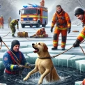 Київські надзвичайники врятували собаку з крижаної пастки