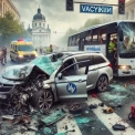 ДТП у Василькові: легковик влетів у зупинку та маршрутку, є постраждалі