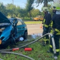 Серйозна ДТП у Переяславі: після зіткнення Ford і Opel авто спалахнуло, водійка Opel у лікарні