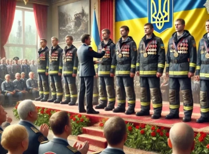 Нагородження героїв-пожежників у Києві за гасіння пожеж у Чорнобильській зоні