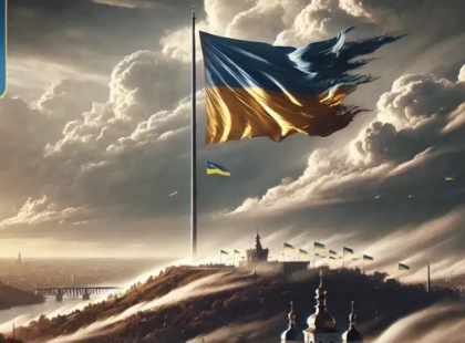 У Києві через сильний вітер приспустили Державний Прапор