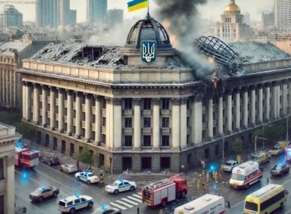 У Києві після атаки "Шахедів" загорівся Нацбанк