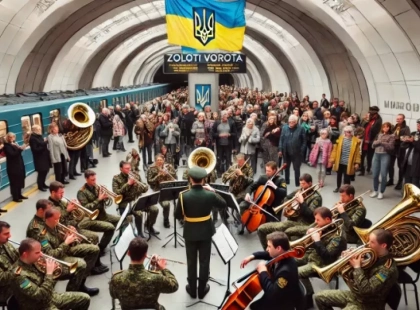 Військовий оркестр виконав українську музику у столичному метро до Дня Соборності
