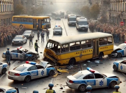 Шокуюча аварія в Києві: маршрутка протаранила два поліцейські авто на Берестейському