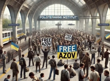 Біля станції метро «Політехнічний інститут» триває акція-нагадування Free Azov