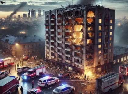 Наслідки нічної атаки в Києві: уламки БПЛА пошкодили багатоповерхівку на Оболоні