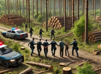 Незаконна вирубка лісу на Обухівщині: затримано шість чоловіків