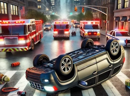 У Києві перекинувся Chrysler: що сталося на Лісогорському провулку?