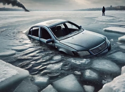 Київський водій ледь не потонув на замерзлому Дніпрі: що сталося?