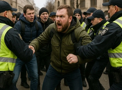 У Києві поліція розігнала мітинг за традиційні цінності біля кінотеатру “Жовтень”