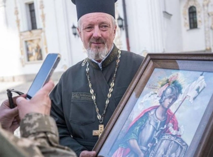 Освячення військової ікони Юрія Переможця в Києво-Печерській лаврі