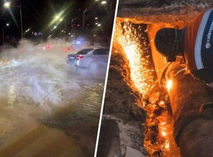 Голосіївський проспект у Києві залило окропом: через прорив тепломережі утворилися затори